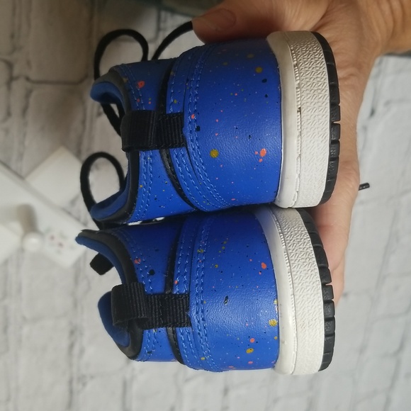 Jordan 1 Mid Hyper Paint Splatter 7C Toddler Blue Black - Picture 8 of 16